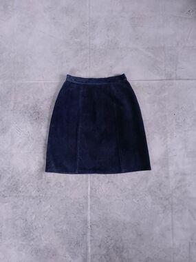 Vintage 90s SUEDE Classic Navy Mini Women's Skirt OPERA